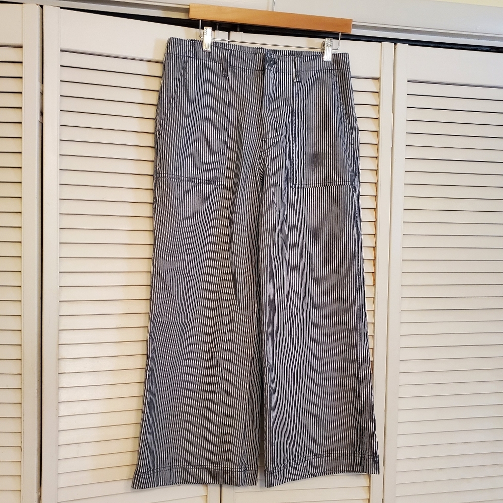 Vans Striped Blue and White Wide Leg Cropped Pants Jeans, Size 29 - Picture 6 of 14